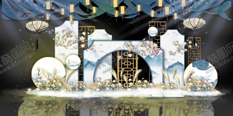 编号：85194509212151148268【酷图网】源文件下载-梦幻中式婚礼场景布置