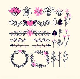 手绘花卉装饰元素集合