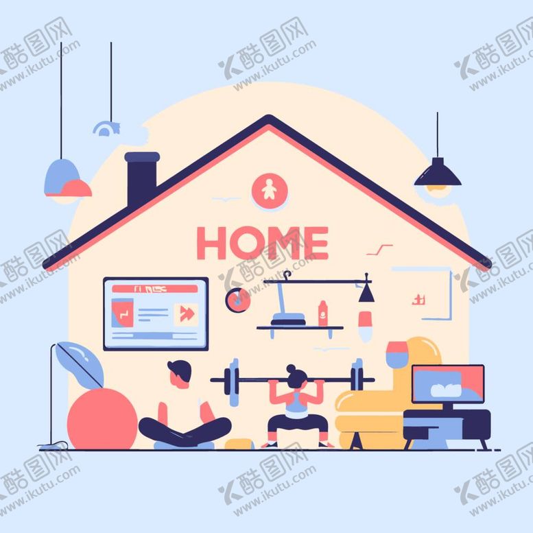 编号：99023512060256259670【酷图网】源文件下载-健身锻炼抽象插画