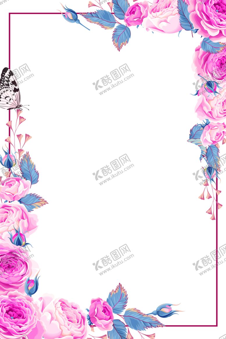 编号：57371611061626514191【酷图网】源文件下载-玫瑰花卉装饰边框矢量设计