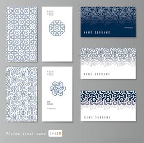 蓝白几何图案卡片设计