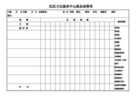 社区卫生服务中心药品录费单