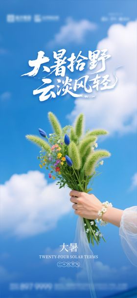 大暑海报夏天狗尾巴草夏花