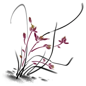 水墨兰花PNG梅竹菊广告设计鲜中国风
