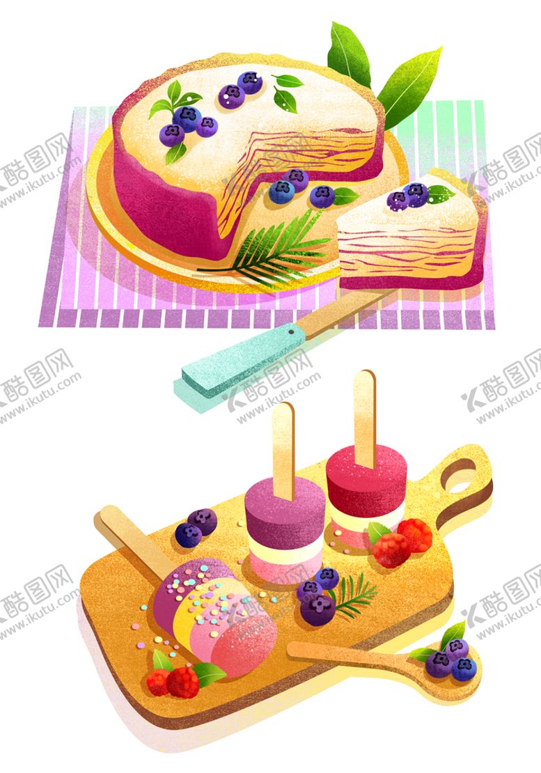 编号：12406201151114569037【酷图网】源文件下载-手绘蛋糕 手绘甜品      