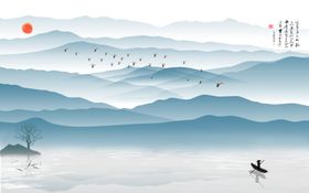 新中式抽象水墨山水装饰画
