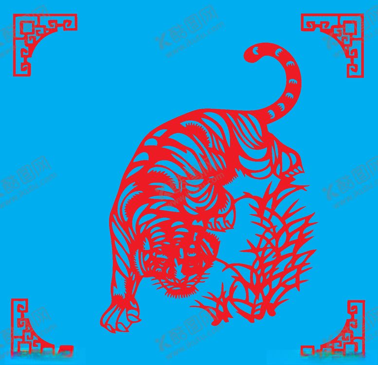 编号：27380807131340179039【酷图网】源文件下载-老虎剪纸