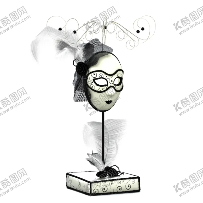 编号：30405910220045516205【酷图网】源文件下载-c4d模型舞会面具化妆羽毛装饰