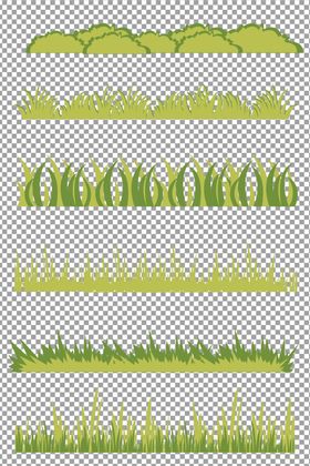 扁平风手绘涂鸦绿植草地插画