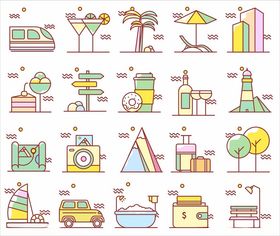 多彩卡通户外场景元素集