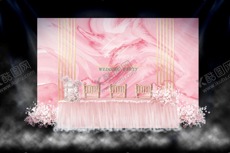 编号：71821209220659545482【酷图网】源文件下载-粉色大理石婚礼效果签到区效果图