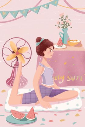 大暑插画夏季沙滩节日