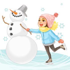 雪人精美冬天背景素材卡通