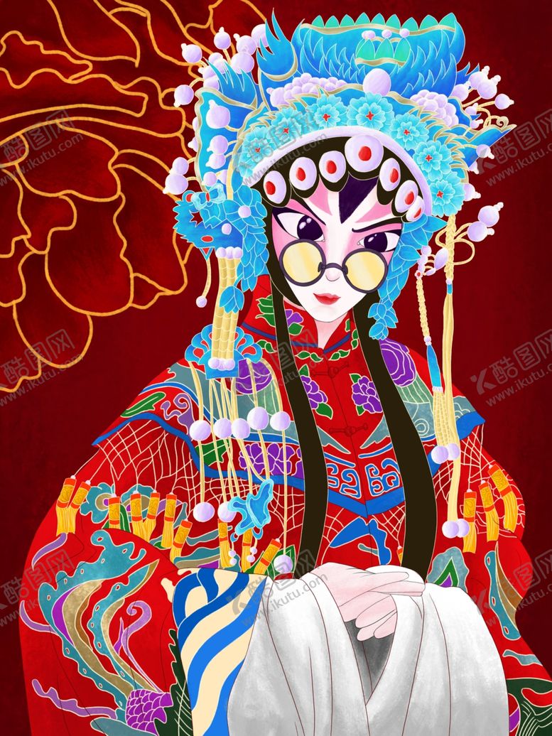编号：48166110220525395113【酷图网】源文件下载-国潮京剧插画中国风