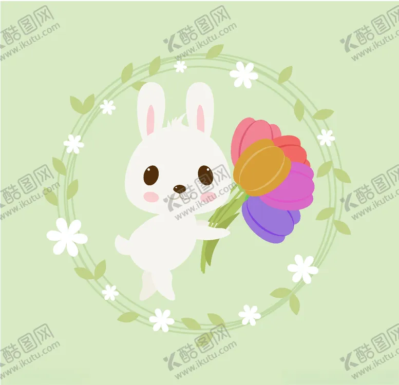 编号：81991007010206431466【酷图网】源文件下载-小兔子花环花朵矢量分层