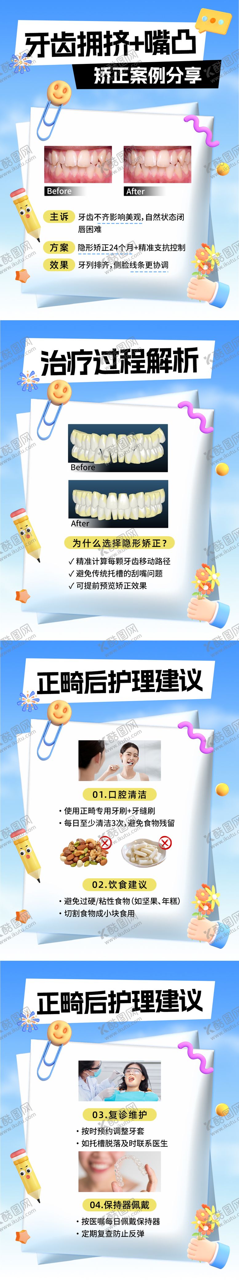 编号：38579512300937303046【酷图网】源文件下载-口腔医美小红书正畸对比科普海报