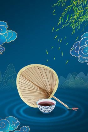中国风背景古意境展板画荷花