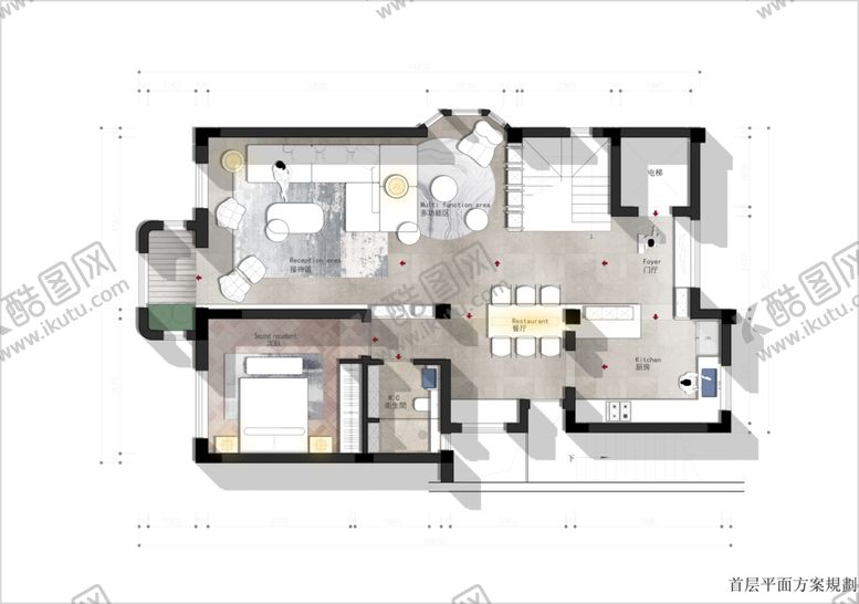 编号：39733304051305356189【酷图网】源文件下载-现代简约三室户型平面图