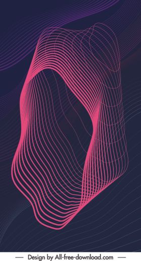 分层炫彩曲线月亮卡通素材