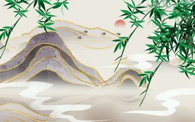 竹子新中式装饰画画欣赏水墨画