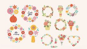 多彩手绘花环图案集合