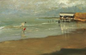 海滩风景油画