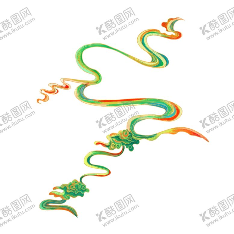 编号：36708004191917026385【酷图网】源文件下载-国潮云纹丝带绸带元素