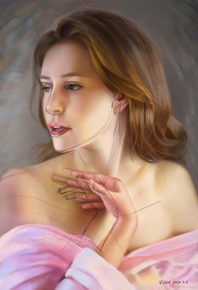 美女肖像绘画