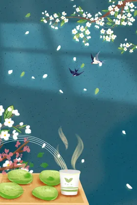 中国风背景插画四季山水24节气