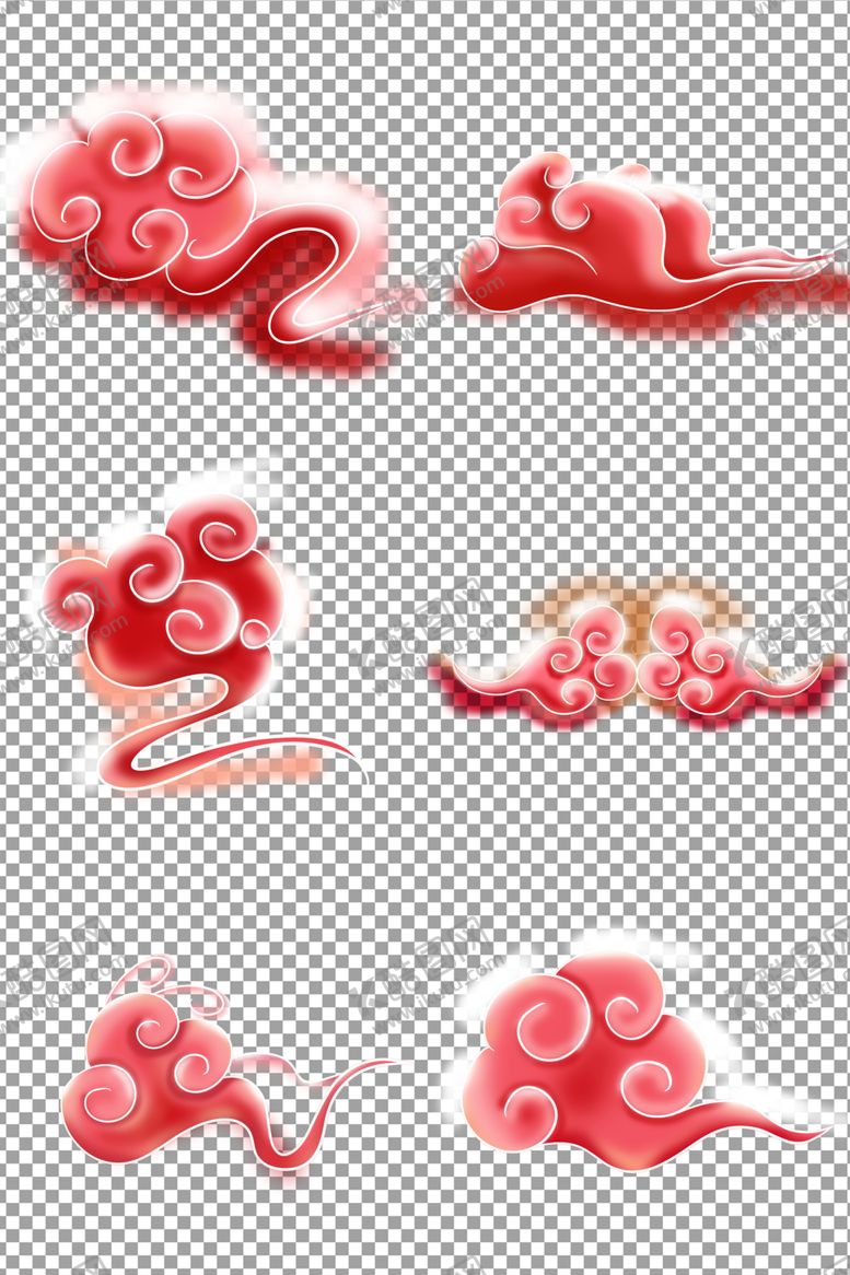 编号：77542409290029289676【酷图网】源文件下载-红色渐变祥云