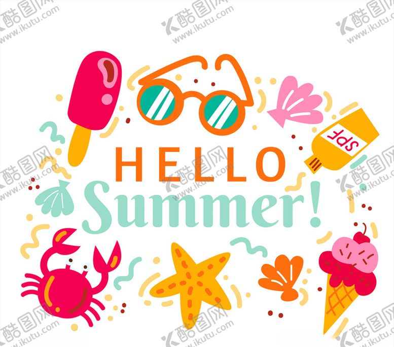 编号：57925810021802037248【酷图网】源文件下载-彩色夏季元素艺术字