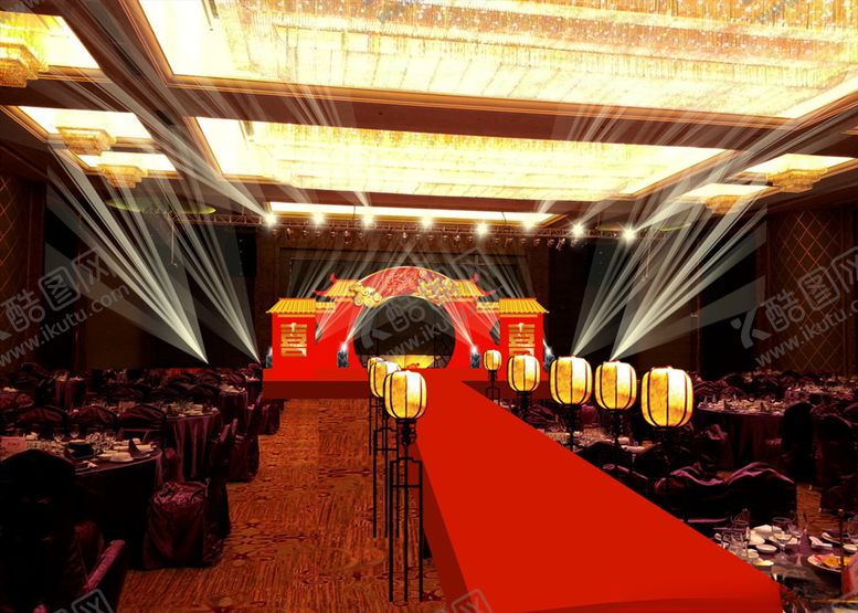 编号：10340604272142445210【酷图网】源文件下载-婚礼现场舞台迎宾区场景布置