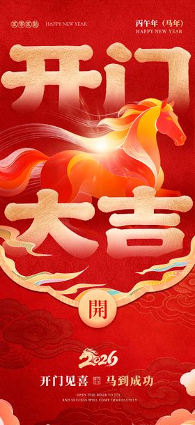 马年开门大吉开门红海报单页