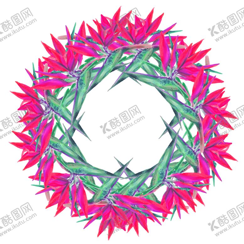 编号：10703307081128512296【酷图网】源文件下载-夏日水彩绘画花朵花圈
