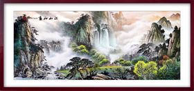 水墨山水画玄关挂效果河流