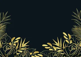 线描植物背景金色手绘烫金ai矢量