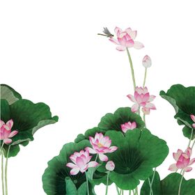 中国风元素荷花盛夏荷塘荷叶古风