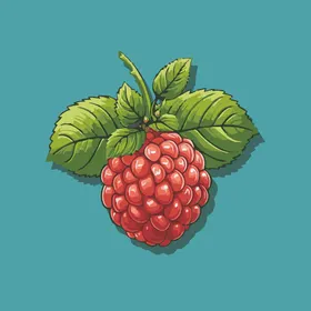 手绘树莓水果矢量插图卡通美食鲜简笔画画盘