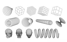 线描三维空间3D图形矢量元素