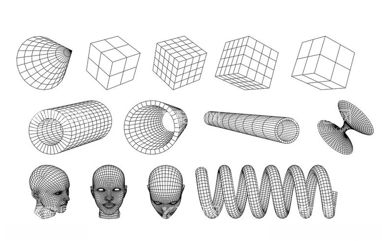 编号：22665702270922026736【酷图网】源文件下载-线描三维空间3D图形矢量元素