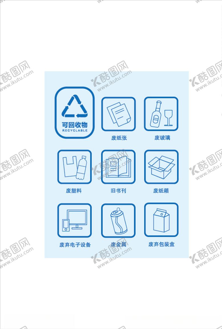 编号：66211209280410496433【酷图网】源文件下载-垃圾分类矢量图标