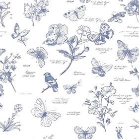 粉色花卉蝴蝶手绘图案