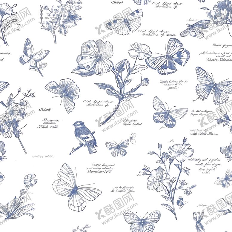 编号：35780804011949472632【酷图网】源文件下载-粉色花卉蝴蝶手绘图案