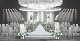 ins风白绿清新婚礼