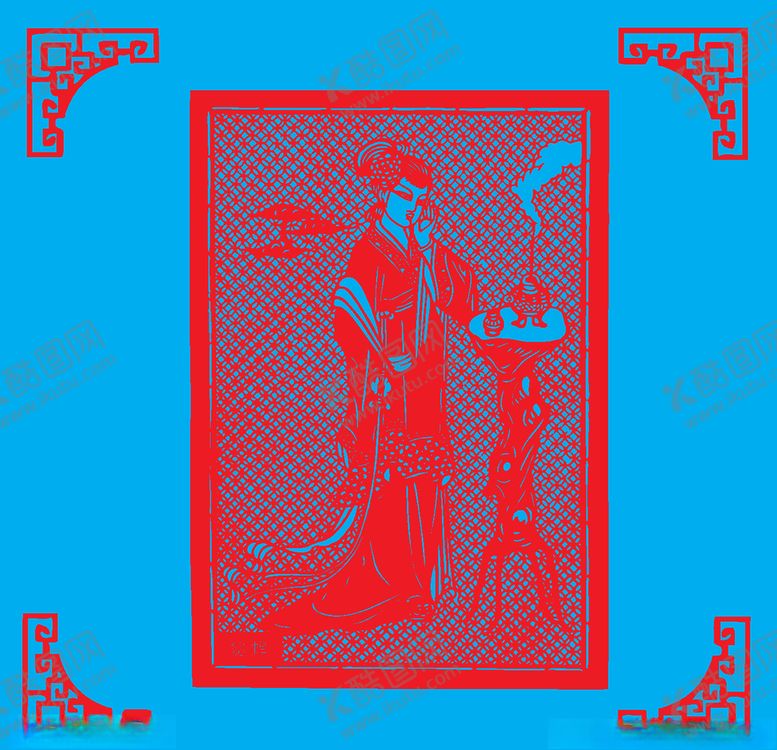 编号：25983209250531583147【酷图网】源文件下载-貂蝉拜月剪纸