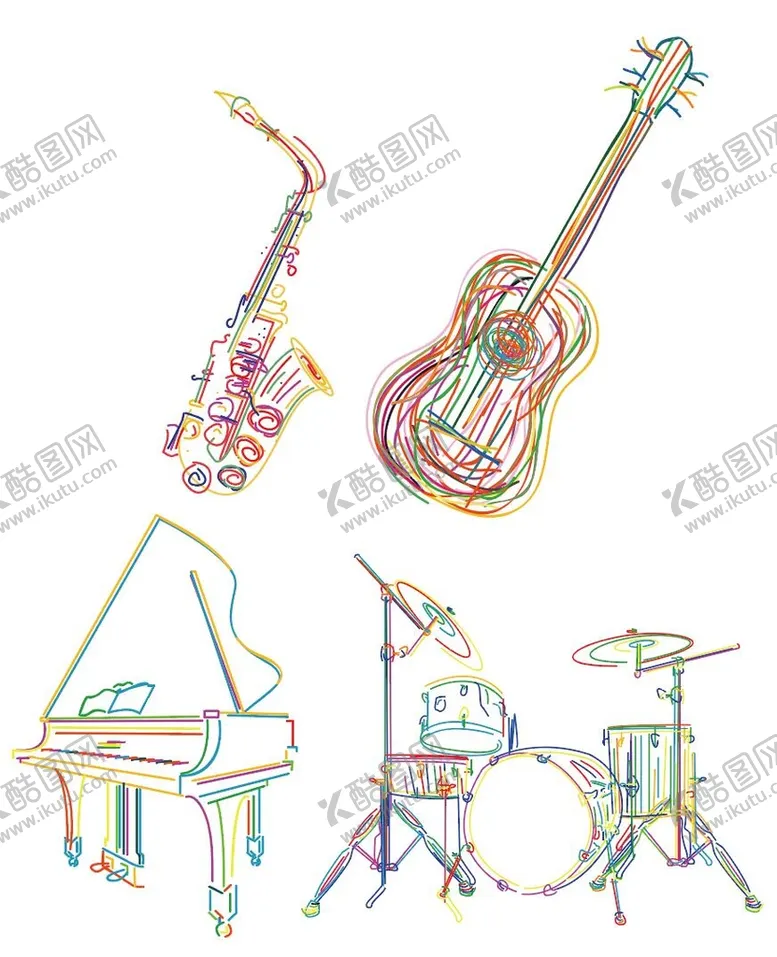 编号：12704510040002516514【酷图网】源文件下载-手绘线条乐器