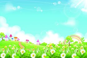 梦幻草地与彩虹的童话世界