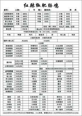 菜单图片点中式谱中式炒