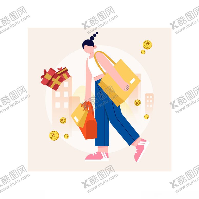 编号：97425402132300202424【酷图网】源文件下载-卡通购物女孩