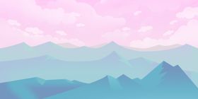 插画卡通山水远景高端背景素材